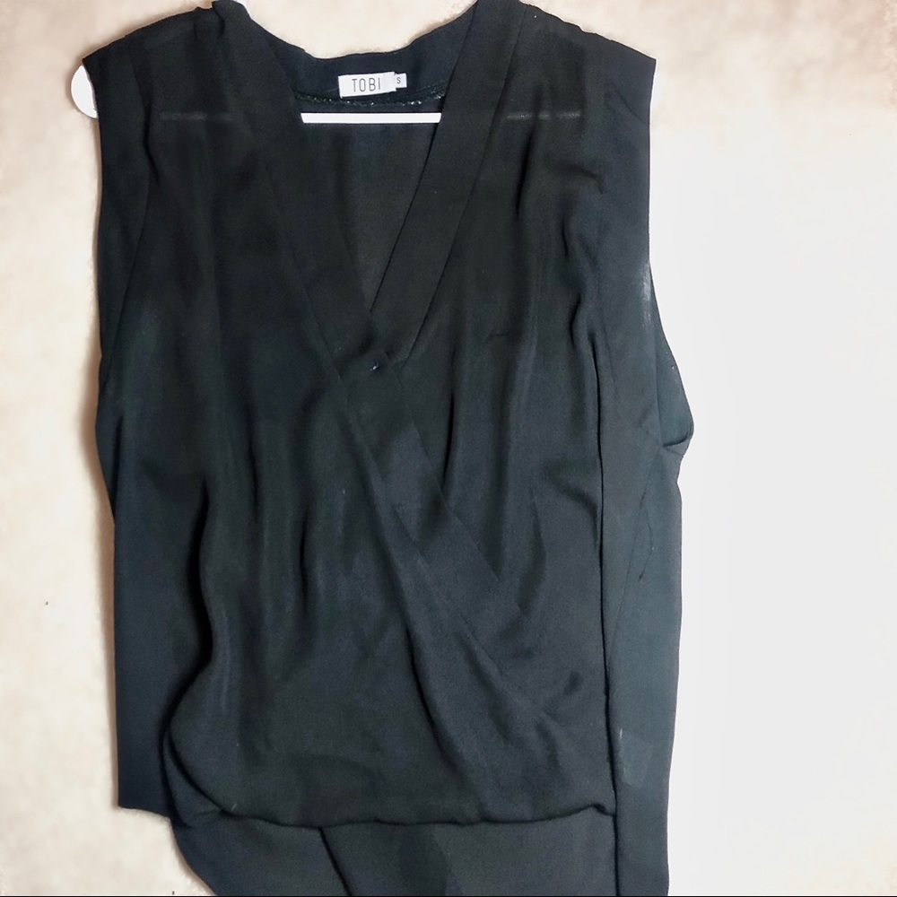 Tobi Wrapover Sleeveless Blouse